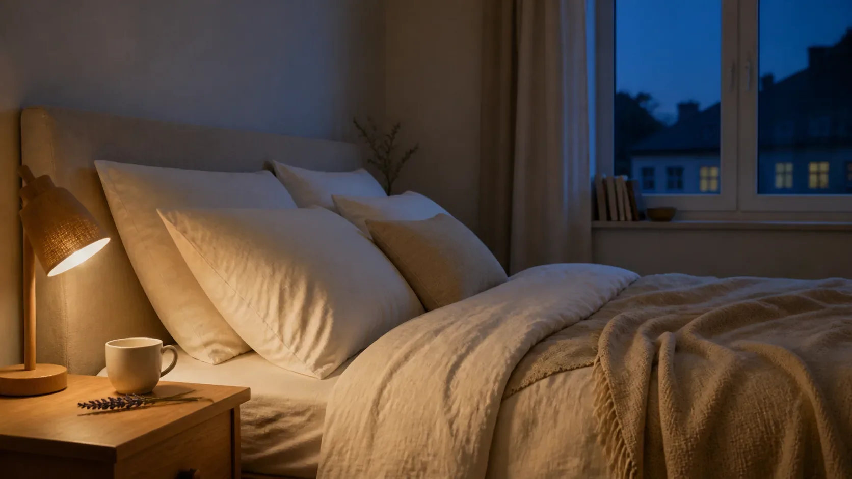 Schlafzimmer in ruhiger Abendstimmung